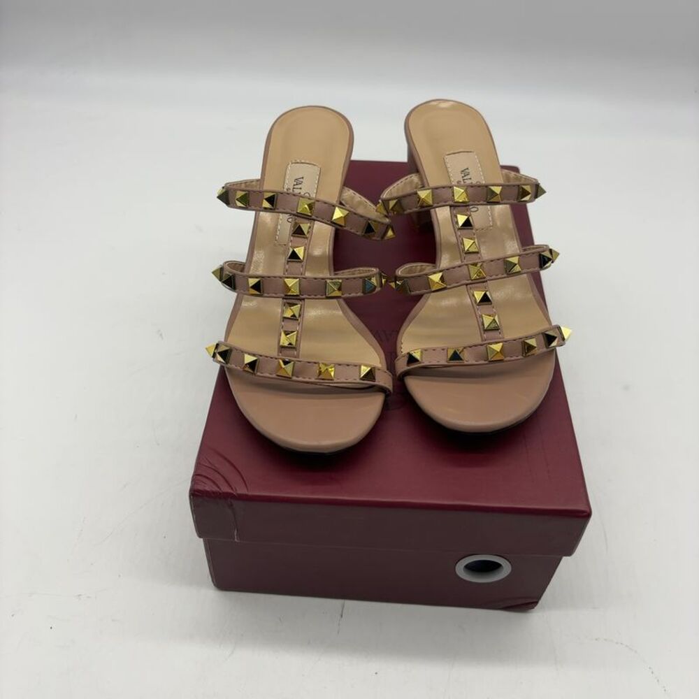 Valentino Garavani Rockstud Leather Slip-On Heel Sandals